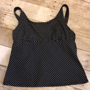 Lands End 6P Black & white polka dot tankini NWOT